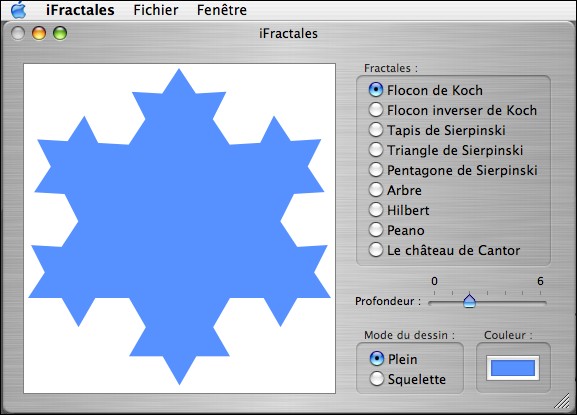 Capture cran du freeware iFractales pour mac