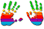 2 marques de mains avec couleurs Apple