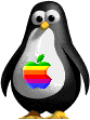 Pingouin avec logo Apple sur le ventre