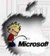 Un gars pisse sur le logo de microsoft