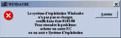 Le système d'exploitation Windaube n'a pas pue se charger