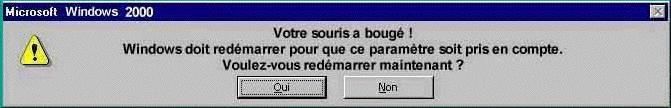 Votre souris a bougé, windows doit redémarrer