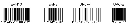 Code Barre EAN13 EAN8 UPC-A et UPCE