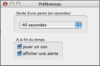 Capture d'écran des préférences du freeware